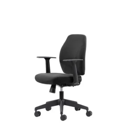 Kontorstol til den lette arbejdsplads med super ergonomi. God lændestøtte. Sort stof.